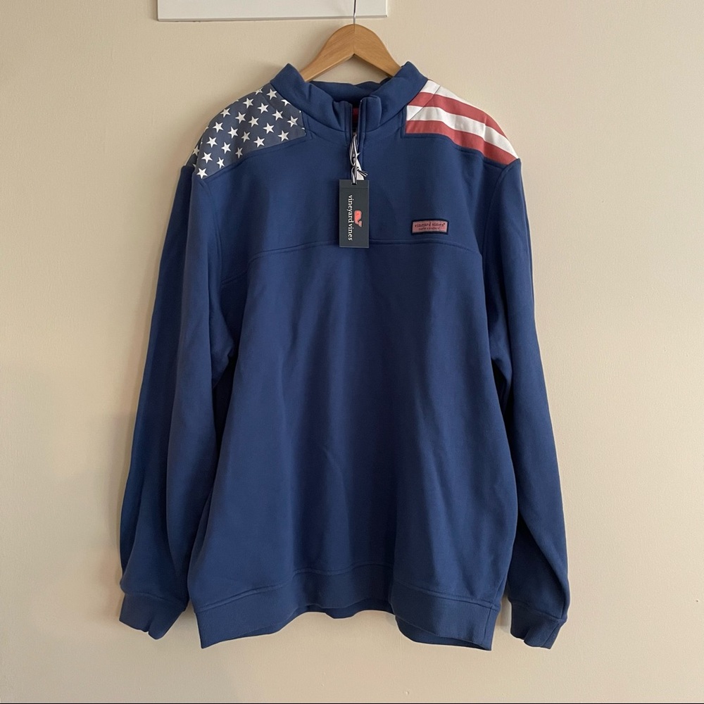 Vineyard Vines American Flag 1/4 Zip Sweater. XXL